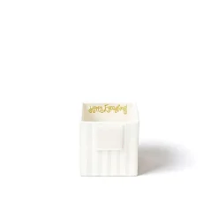 Table Decor^Happy Everything White Stripe Small Nesting Cube By !