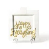 Table Decor^Happy Everything White Stripe Square Big Entertaining Platter By !