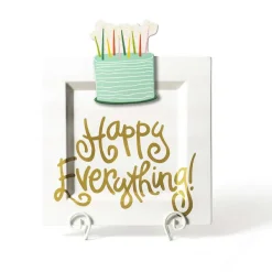 Table Decor^Happy Everything White Stripe Square Big Entertaining Platter By !