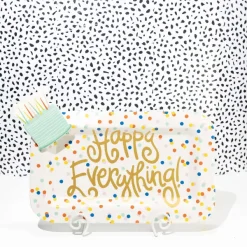 Table Decor^Happy Everything White Swirl Big Plate Stand By !