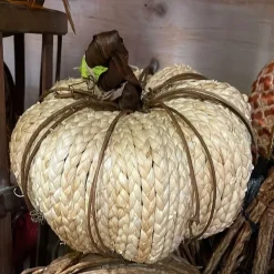 Table Decor^Liberty Floral Woven Corn Husk Pumpkin, Small