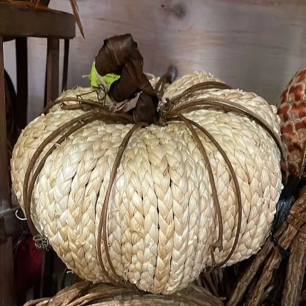 Table Decor^Liberty Floral Woven Corn Husk Pumpkin, Small