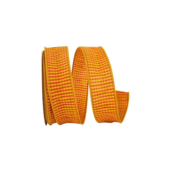 Ribbon^Reliant Ribbon Yellow And Orange Micro Check Tierra Ribbon, 1.5" X 20Yd